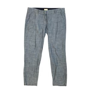 J Crew Pants Womens 6 Grey Straight Leg Cotton Mid Rise Classic Chino Cropped